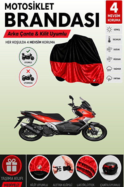 Cemku Double Black Top - Red Bottom, Rear Bag Compatible Voge Sr1 Adv Motorcy...