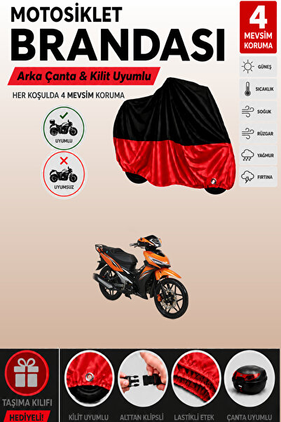 Cemku Double Black Top - Red Bottom, Rear Bag Compatible Rks Easy Pro 50 Moto...
