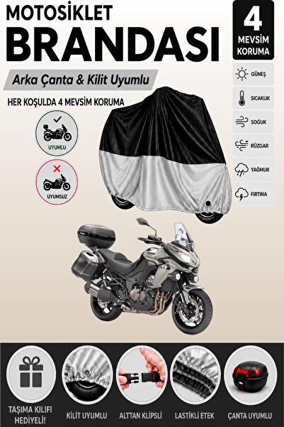 Cemku Double Black Top - Gray Bottom, Rear Bag Compatible Kawasaki Klz 1000 V...