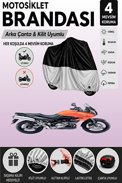 Cemku Double Black Top - Gray Bottom, Rear Bag Compatible Kawasaki Klv 1000 M...
