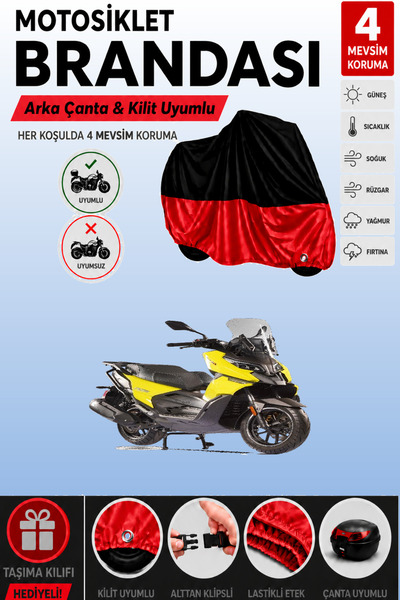 Cemku Double Black Top - Red Bottom, Rear Bag Compatible Motolux Ragner 250 M...
