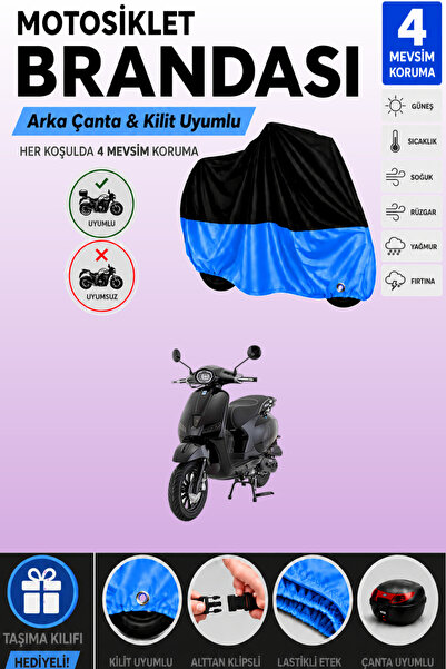 Cemku Double Black Top - Blue Bottom, Rear Bag Compatible Mondial 50 Wing Mot...
