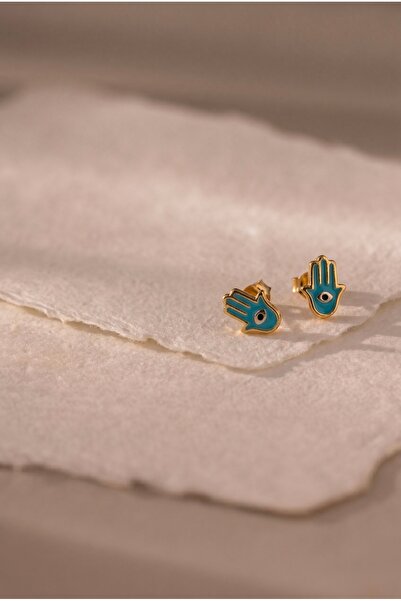 Minon Jewelry Turkuaz Mineli Fatma Ana Eli Küpe - 925 Ayar Gümüş - Şık Nazar ...