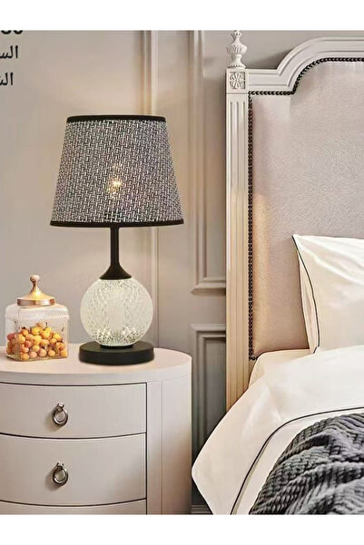 Generic Modern Design Table Lamp Featuring a Spherical Crystal Base and Black...