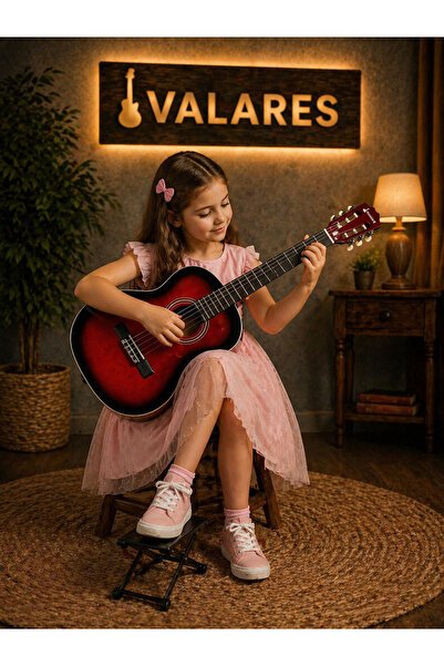 valares QCG3024 KIRMIZI 36 inç. kırmızı Klasik Gitar Çocuklar İçin İdeal Yumu...
