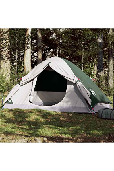 vidaxl Cort de camping cupola pentru 4 persoane, verde, impermeabil