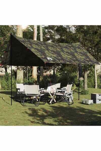 vidaxl Prelata de camping, camuflaj, 438x376x212 cm, impermeabila