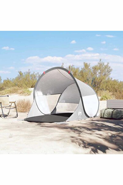 vidaxl Cort de plaja pop-up, gri, impermeabil