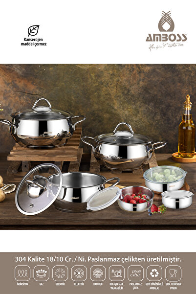 Amboss 12 Pieces Star Prime Stainless Steel Cookware Set & Steel Storage Cont...