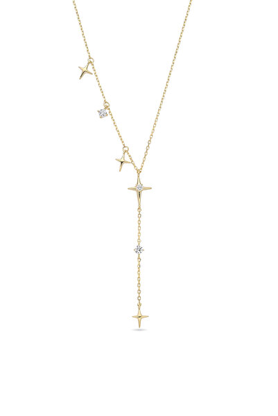 Lisa&Co. Astral Silver Chain Yellow gold plated silver / Zircon