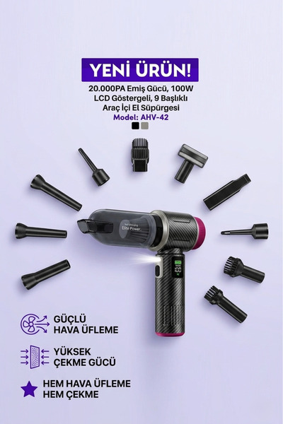 HİBOTEKNO Oto Süpürge Üfleme ve Çekmeli Kolay Temizlik için Güçlü Emme Gücü i...