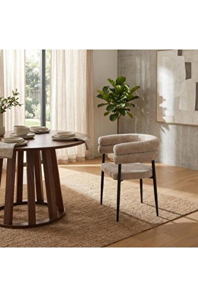 BAYTI Single Boucle Fabric Chair - Dark Beige