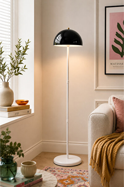 Luna Lighting Viyana Model Siyah Beyaz Metal Bohem Lambader 145 cm Salon Yata...