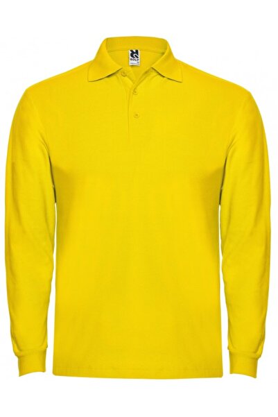 ROLY Tricou polo cu mânecă lungă pentru bărbați, 100% bumbac, Estrella, galben