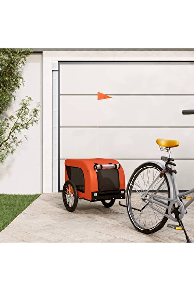 vidaxl Remorcă bicicletă animale companie portocaliu/negru oxford/fier