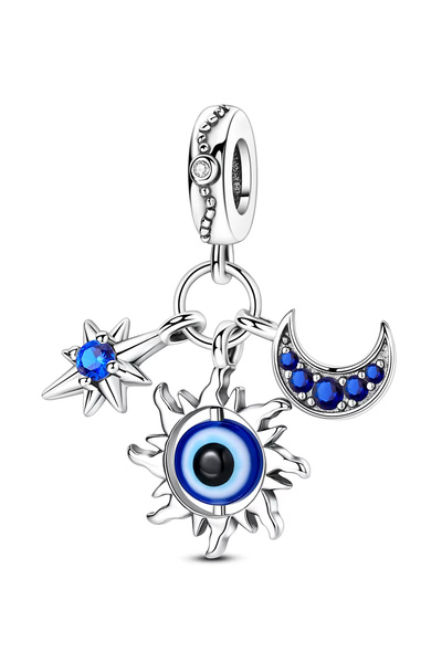 Fubena Evil Eye, Moon and Star Trio Dangle Charm