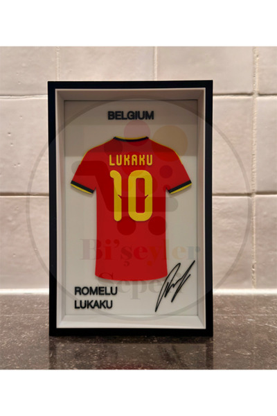 Bi'şeyler Sepeti Romelu Lukaku - Belçika - Forma İmzalı Çerçeve Hediyelik 14x...