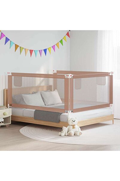 vidaxl Children's bed guardrail, taupe gray, 180x25 cm, textile
