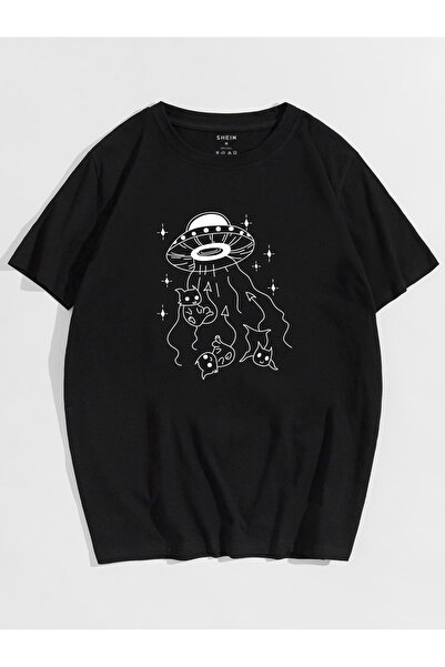 bellanova Sila Trend Unisex Black Oversize Printed T-Shirt Streetwear Comfort...