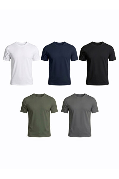 Etikmen 5-Pack Premium 100% Organic Cotton Basic Slimfit White-Khaki-Black-Na...