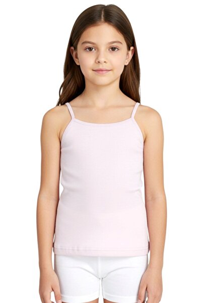 hadiora Girl's Powder Pink Cotton Plain Undershirt with String Straps