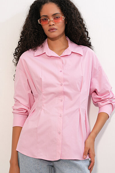 Bigdart Women's Waist-Fitted Poplin Shirt 20384 - Pink