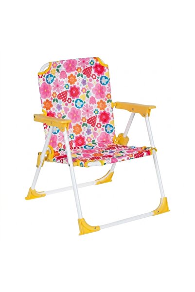 Z Store Scaun de plajă pentru copii, din metal galben, cu țesătură florală, 3...