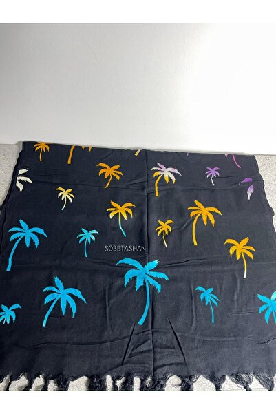 Sobe Hediyelik Black Patterned Tassel Shawl – Cotton Fabric Shoulder Shawl & Scarf & Pareo