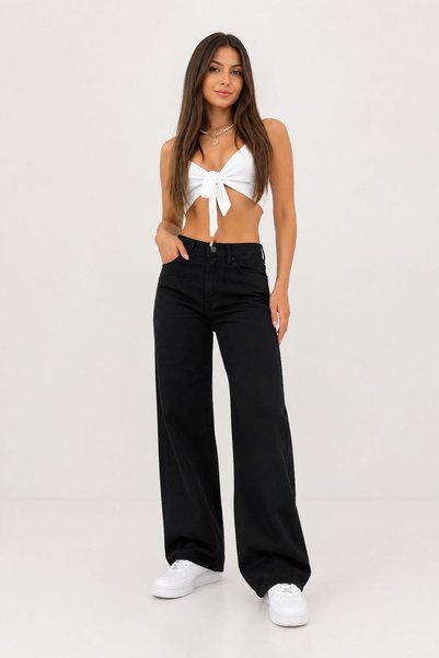 Lighter Jeans Women's Black Wide Leg Stretchy Jean Pants High Waist Loose Leg Comfortable Cut Denim