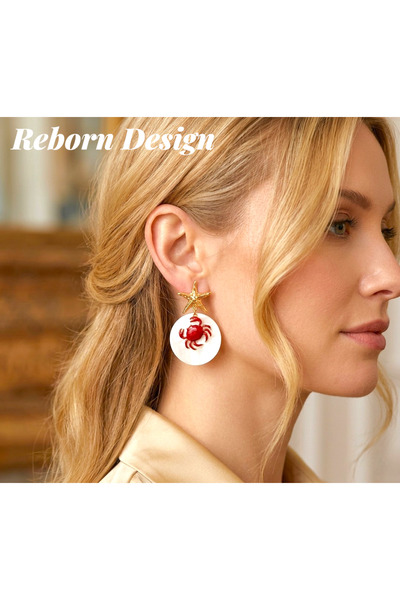 REBORN DESIGN أقراط على شكل نجمة لؤلؤية من طراز Yengeç