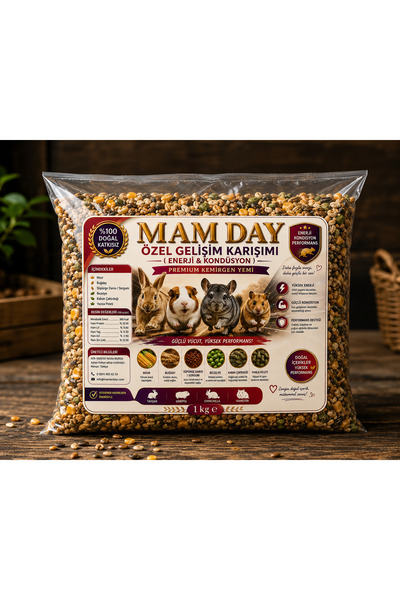 Mam Day Özel Gelişim Karışımı Kemirgen Yemi – Enerji & Kondüsyon Tavşan, Chin...