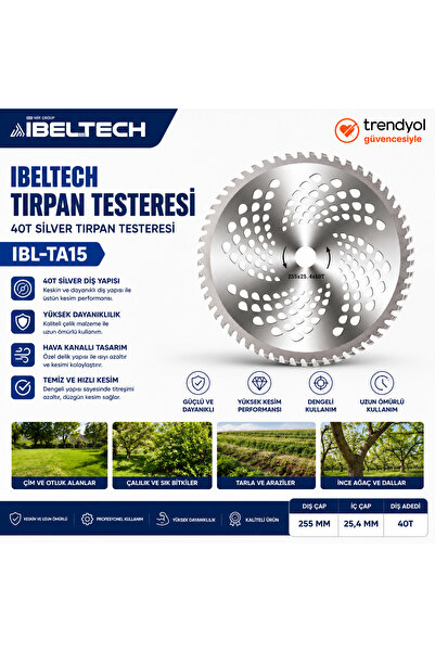 İBELTECH IBL-TA15 40T Silver Tırpan Testeresi Profesyonel Çelik Ot Kesme Bıça...