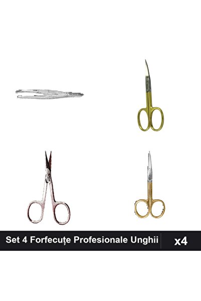 One Group Set 4 Forfecuțe Profesionale Unghii One Group, Penseta, Clești Cuti...