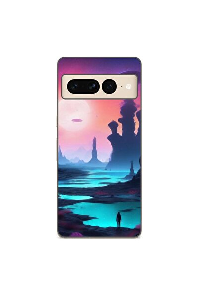 OEM Husa compatibila cu Google Pixel 7 Pro Silicon Gel Tpu Model Mystic Planet