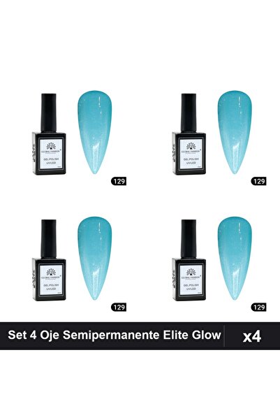 global fashion Set 4 Oje Semipermanente Elite Glow 15ml, Gel Polish UV/LED