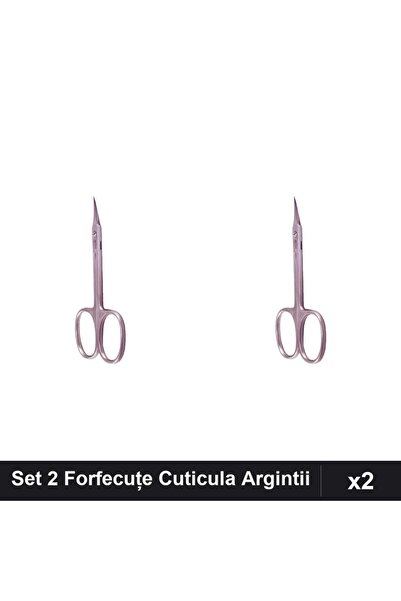 Makeup Set of 2 Professional Silver Cuticle Scissors, Thin Satin Manicure Pliers