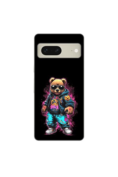 OEM Калъф за Google Pixel 7, силиконов гел TPU, с шарка на мече, готин черен