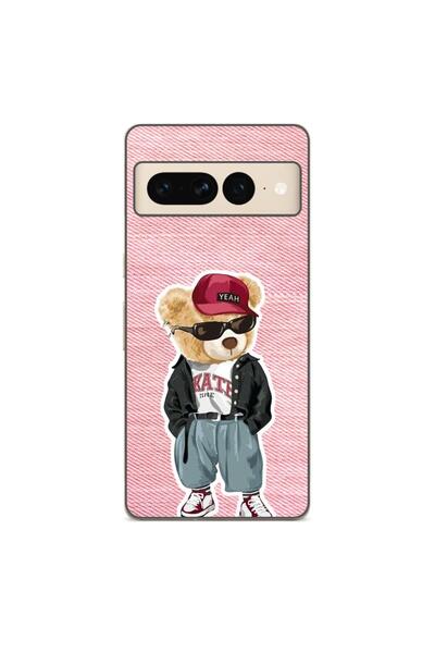 OEM Husa compatibila cu Google Pixel 7 Pro Silicon Gel Tpu Model Pink Jeans Bear