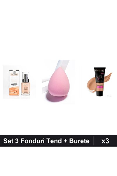 TLM Set 3 Fonduri Ten Velvet Touch Nr.106 și Eveline Selfie Time 2in1 cu Burete