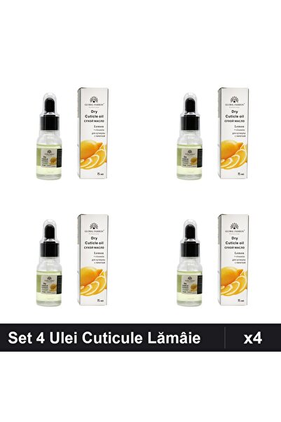 global fashion Set 4 Uleiuri Cuticule cu Pipetă, Aromă Lămâie 15ml, Îngrijire...