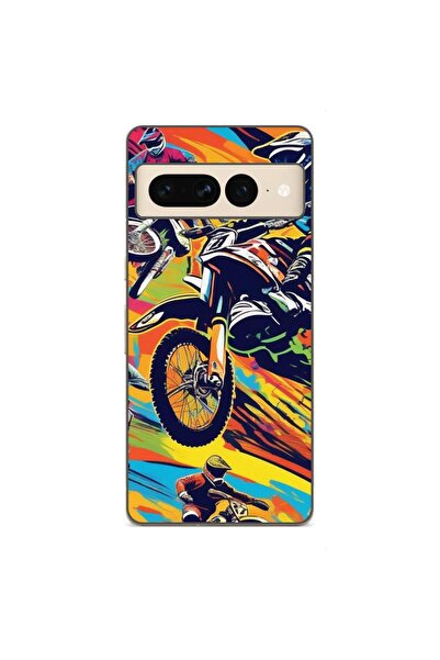OEM Калъф, съвместим с Google Pixel 7 Pro, силиконов гел TPU, с мотив Мотокро...