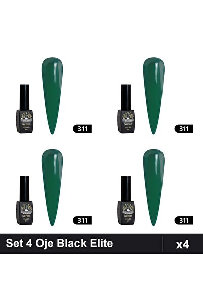 global fashion Set 4 Oje Semipermanente Black Elite 8ml, Ojă UV/LED Manichiur...