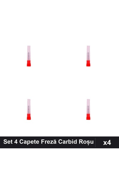 NAİLS Set 4 Capete Freză Unghii NBC Carbid Roșu, Flacără Scurtă, Duritate Medie