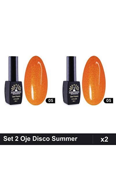 global fashion Set 2 Oje Semipermanente Disco Summer 05, 8ml, Manichiura UV/LED