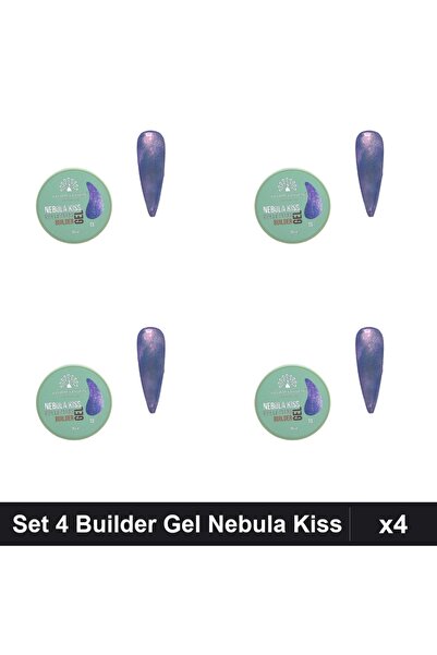 global fashion Set 4 Builder Gel Nebula Kiss Nr.13 15g, Construcție Unghii UV...