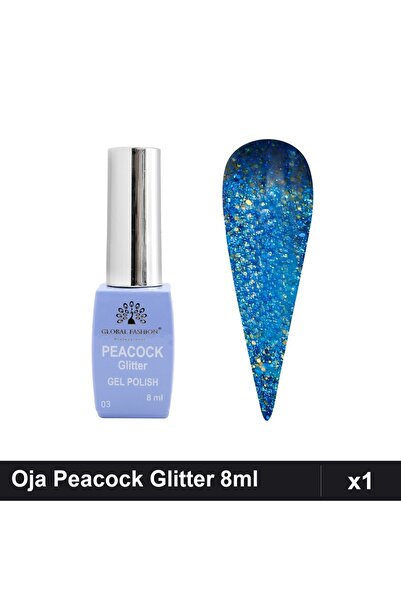 Makeup Oja Semipermanentă Peacock Glitter 8ml, Nuanță 03, Manichiură UV/LED