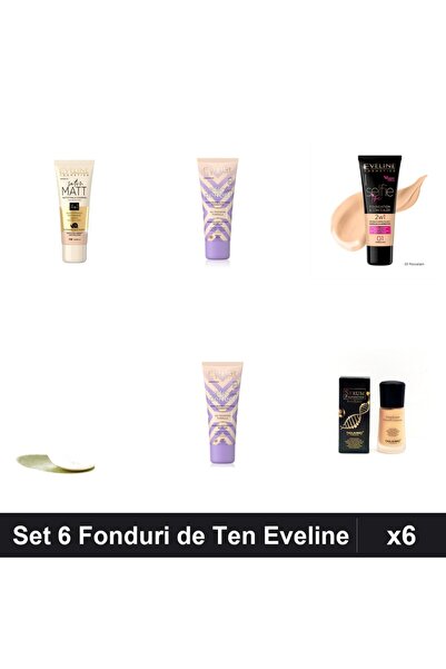 Eveline Set 6 Produse Fond de Ten Eveline, Nuante Vanilla Beige Porcelain, cu...