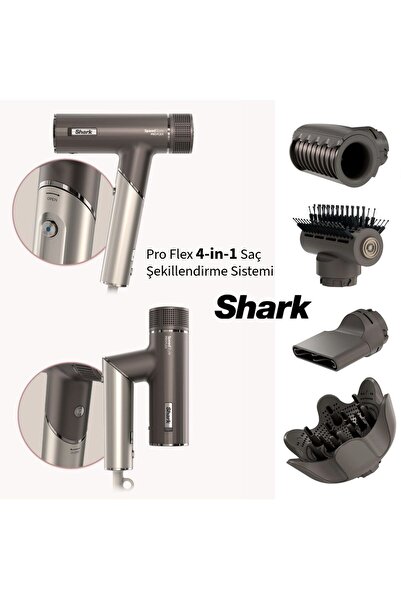 Shark HD754EUT SpeedStyle Pro Flex Beyaz Lüks Saç Şekillendirici, Hızlı Kurut...