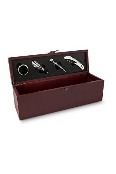 PROMİNOX Rominox Vino Classic cutie din lemn pentru accesorii, 4 accesorii, prezentare cadou, vinul nu este inclus