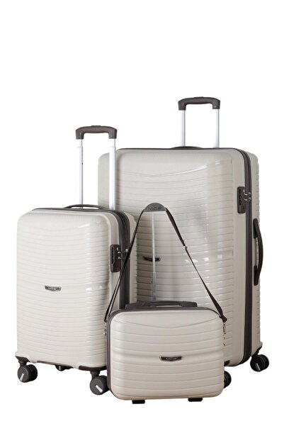 MÇS V379 AURA Y.ÜRETİM PP VALİZ 55 CM + 75 CM + MAKYAJ SİYAH SET